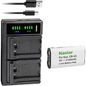 Kastar 2-Pack CR-V3 Battery and LTD2 USB Charger Replacement for Kodak EasyShare CX7530, C300, C310, C315, C330, C340, C360, C433, C433 Zoom, C503, C530, C533, C533 Zoom, C603, C613, C623 Zoom, C633