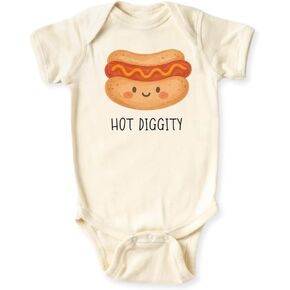 Hot Diggity Funny Baby Bodysuit, Toddler & Kids T-Shirt – Cute Hot Dog Graphic Tee for Boys & Girls