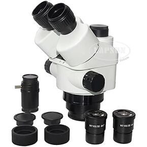 Microscope 7X-45X Simul-Focal Synchronous Trinocular Industry Inspection Zoom Stereo Microscope Head Part Support C-Mount Camera