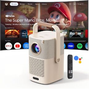 [Sound by JBL & Built-in Google TV] Yaber T2 Plus GTV Outdoor Projector - Smart Projector with WiFi 6 and Bluetooth, Native 1080P Movie Portable Projector for Indoor and Outdoor (Built-in Battery)