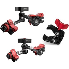 IFOOTAGE 11'' Magic Arm & 7'' Magic Arm & Camera Clamp, Adjustable Spider Crab Magic Arm with Shoe Mount and 1/4'' & 3/8", Tripod Clamp with 1/4" Screw & 3/8" Thread, MA5-6 + MA3-4 + PC-01