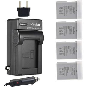 Kastar EN-EL14 Battery (4-Pack) and Charger for Nik ENEL14 EN-EL14a MH-24 and Nik Coolpix P7000 P7100 P7700 P7800 D3100 DSLR D3200 DSLR D3300 DSLR D5100 DSLR D5200 DSLR D5300 DSLR Df DSLR Cameras