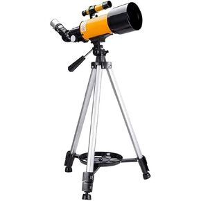Refractor Telescope Telescope for KidsBeginners 70mm Aperture 400mm Astronomical Telescope Portable Travel Telescope for Adult (Yellow Package B)