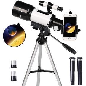 Telescope for Kids Beginners 70mm Aperture 300mm Astronomical Refractor Telescope Tripod& Finder Scope- Portable Travel Telescope with Smartphone Adapter and Wireless Remote