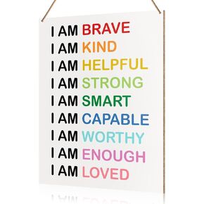 UDNADKEX Kids Affirmations Wall Hanging Sign Decor, Positive Affirmations, Children Room Nursery Decor Toilet Kids Children Bathroom Wooden Signs Wall Decor