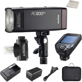 Godox AD200 Pro AD200Pro Strobe Pocket Flash for Nikon Camera, 200W TTL 1/8000s HSS and Godox XProII-N Flash Trigger, 500 Full Power Flashes, Bare Bulb/Speedlite Fresnel Flash Head Monolight