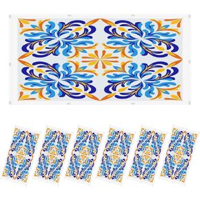 Fluorescent Light Covers for Ceiling Lights Italian Blue Yellow Ceramic Tile Mediterranean Porcelain Easy to Install Magnetic Light Filter for Classroom Office Hospitals School Home Decor