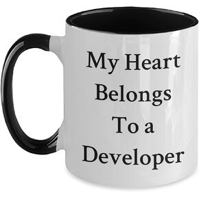 Developer's Heart Belongs to Developer, Funny Coffee Mug for Christmas Unique Gift from Friends to Coworkers