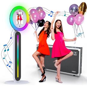 Portable Photo Booth,Photo Machine with RGB Ring Light, Adjustable 180° Angle, App & Remote Control, Compatible 10.2'' 10.9'' 12.9'' 13'', Flight Case,hoto Booth Shell Perfect for Weddings, Parties