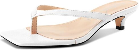 NobleOnly Women's Flip Flop Heels Thong Sandals Heeled Mules for Women Square Open Toe Low Kitten Heels Dress Casual 1.4 Inches Sandals in Kuwait