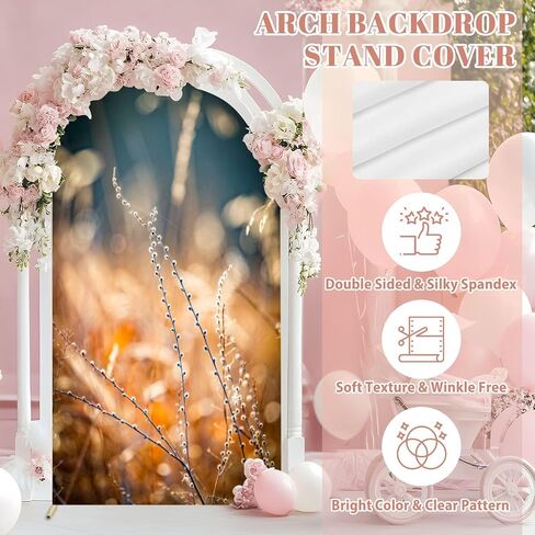 7.2FT Wedding Arch Backdrop Cover Backyard Spandex Fitted Round Top Arch Stand Covers for Birthday Party Baby Shower Banquet Decoration in Saudi Arabia