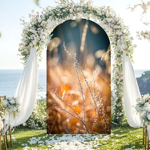 7.2FT Wedding Arch Backdrop Cover Backyard Spandex Fitted Round Top Arch Stand Covers for Birthday Party Baby Shower Banquet Decoration in Saudi Arabia