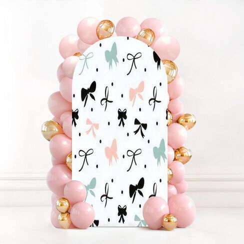 7.2FT Wedding Arch Backdrop Cover Seamless Decorative Bows Spandex Fitted Round Top Arch Stand Covers for Birthday Party Baby Shower Banquet Decoration in Saudi Arabia