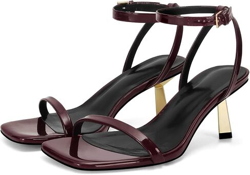 Dsevht Gold Strappy Cheels for Women Hitten Heel Sandals Open Square Toe Theelto High Cheels With Onkle Strap Comfort Dress Party Shoes in Kuwait