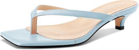 NobleOnly Women's Flip Flop Heels Thong Sandals Heeled Mules for Women Square Open Toe Low Kitten Heels Dress Casual 1.4 Inches Sandals in Kuwait