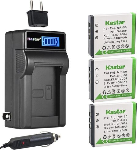 KASTAR FNP-50 LCD AC شاحن بطارية AC متوافق مع بطارية Fujifilm NP-50 NP-50A ، BC-50 ، شاحن BC-45W ، FUJIFILM FINEPIX XP110 ، FINEPIX XP150 ، FINEPIX XP160 ، FINPIX XP170 ، FinePIX XP200 in Kuwait