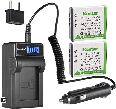 KASTAR FNP-50 LCD AC شاحن بطارية AC متوافق مع بطارية Fujifilm NP-50 NP-50A ، BC-50 ، شاحن BC-45W ، FUJIFILM FINEPIX XP110 ، FINEPIX XP150 ، FINEPIX XP160 ، FINPIX XP170 ، FinePIX XP200 in Kuwait