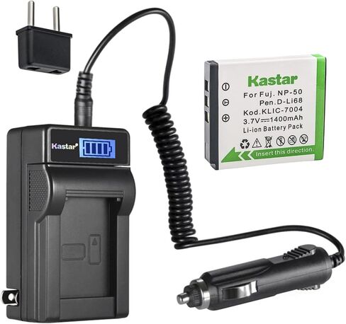 KASTAR FNP-50 LCD AC شاحن بطارية AC متوافق مع بطارية Fujifilm NP-50 NP-50A ، BC-50 ، شاحن BC-45W ، FUJIFILM FINEPIX XP110 ، FINEPIX XP150 ، FINEPIX XP160 ، FINPIX XP170 ، FinePIX XP200 in Kuwait