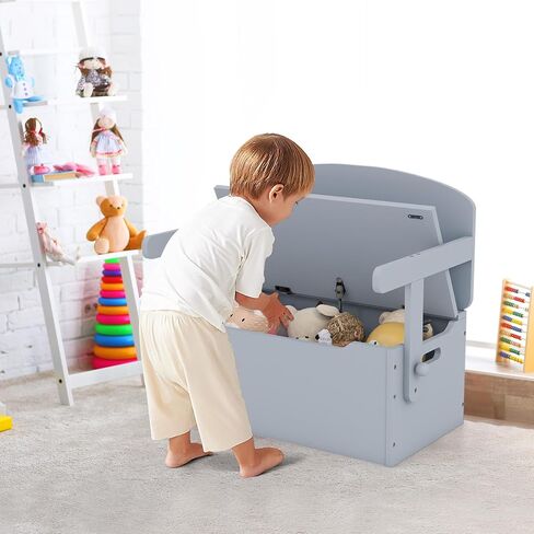 Costzon Kids Table and Chair Set, Convertible Toy Storage Bench with Built-in Handle for Kindergarten, Preschool, Kids Room, Playroom, Wood Reading Nook for Toddler Boys Girls Ages 3 to 7 (Grey) in Kuwait