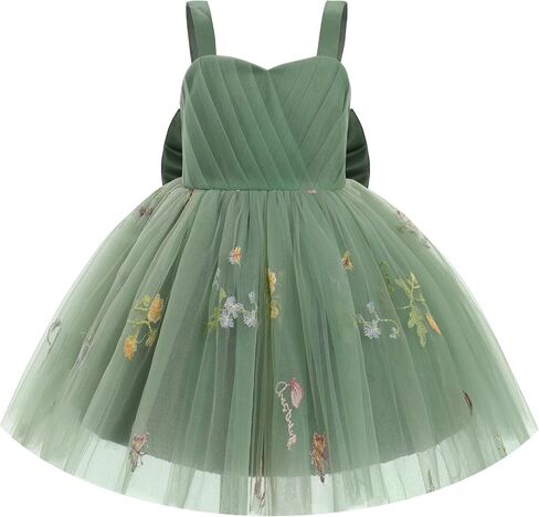 OBEEII Toddler Flower Girl Dress for Wedding Floral Embroidery Tulle Princess Dress Girls Birthday Pageant Formal Ball Gown in Saudi Arabia