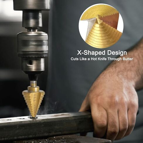 Step Drill Bit Set, Step Bits for DIY Projects and Professionals – Titanium-Coated High-Speed Steel Step Drill Bits for Wood, Metal, and Plastic (3 Pcs) in Kuwait