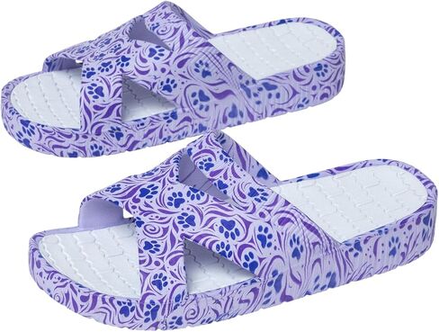 GreaterGood Celebration Criss Cross Sandals Lightweight EVA Slip On Textured Footbed Colorful Animal Print Design for Women Mom Ladies in Saudi Arabia