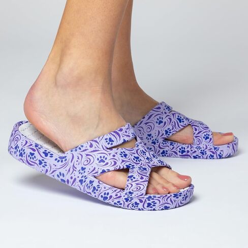 GreaterGood Celebration Criss Cross Sandals Lightweight EVA Slip On Textured Footbed Colorful Animal Print Design for Women Mom Ladies in Saudi Arabia