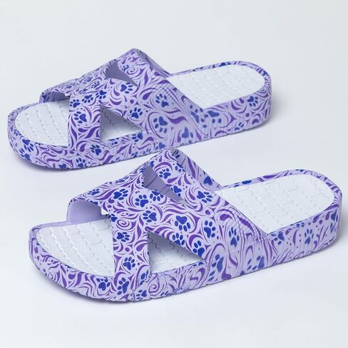 GreaterGood Celebration Criss Cross Sandals Lightweight EVA Slip On Textured Footbed Colorful Animal Print Design for Women Mom Ladies in Saudi Arabia