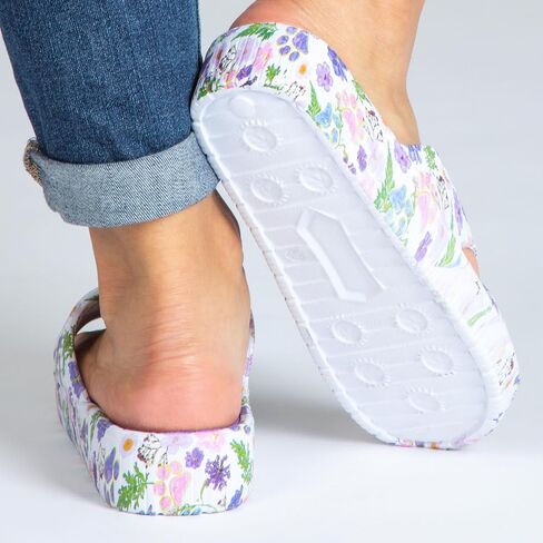 GreaterGood Celebration Criss Cross Sandals Lightweight EVA Slip On Textured Footbed Colorful Animal Print Design for Women Mom Ladies in Saudi Arabia
