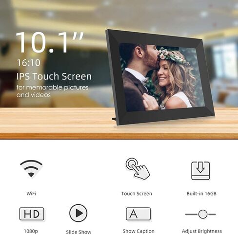VBESTLIFE Digital Photo Frame, 10.1inch Touchscreen WiFi Digital Picture Frame, Auto Rotate, Share Photos Videos Instantly via Frameo App from Anywhere (US Plug 100‑240V) in Saudi Arabia