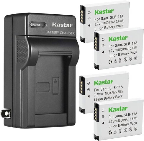 Kastar AC Wall Battern Charger استبدال بطارية Samsung SLB-11A SLB11A ، Samsung WB5000 ، WB5500 ، CL65 ، CL80 ، EX1 ، HZ25W ، HZ30W ، HZ35W ، HZ50W ، ST5000 ، ST5500 Camera Digital Camera in Kuwait