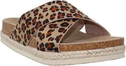 SOBEYO Womens Platform Sandals Wedge Flatform Slides Criss Cross Strap Espadrilles in Kuwait