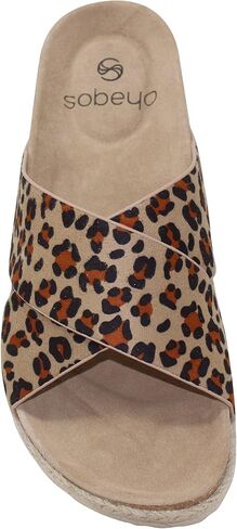 SOBEYO Womens Platform Sandals Wedge Flatform Slides Criss Cross Strap Espadrilles in Kuwait