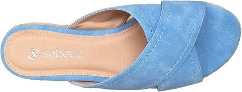SOBEYO Womens Platform Sandals Wedge Flatform Slides Criss Cross Strap Espadrilles in Kuwait
