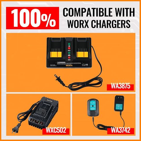 2 حزمة 20V 3.0AH WA3520 استبدال البطارية لـ WORX 20V بطارية متوافقة مع WORX WG155 WA3520 WA3512 WA3578 WA3575 WG151S WG151 WA3525 in Kuwait