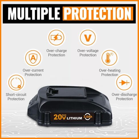 2 حزمة 20V 3.0AH WA3520 استبدال البطارية لـ WORX 20V بطارية متوافقة مع WORX WG155 WA3520 WA3512 WA3578 WA3575 WG151S WG151 WA3525 in Kuwait