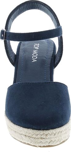 Top Moda Wishing-5 Women's Ling Found Buckle Strap Espedrilles Sandals in Kuwait
