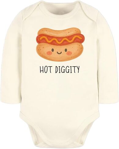 Hot Diggity Funny Baby Bodysuit, Toddler & Kids T-Shirt – Cute Hot Dog Graphic Tee for Boys & Girls in Saudi Arabia