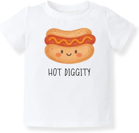Hot Diggity Funny Baby Bodysuit, Toddler & Kids T-Shirt – Cute Hot Dog Graphic Tee for Boys & Girls in Saudi Arabia