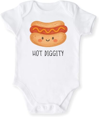 Hot Diggity Funny Baby Bodysuit, Toddler & Kids T-Shirt – Cute Hot Dog Graphic Tee for Boys & Girls in Saudi Arabia