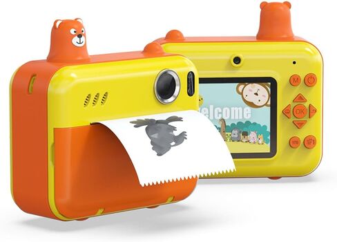 Instant Film Camera, Printable Camera with Print Paper, 8MP 1080P HD Selfie Digital Camera with Front and Rear Dual Lens, MP3 Player Function for Girls Boys (Yellow) in Saudi Arabia