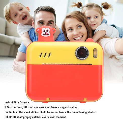 Instant Film Camera, Printable Camera with Print Paper, 8MP 1080P HD Selfie Digital Camera with Front and Rear Dual Lens, MP3 Player Function for Girls Boys (Yellow) in Saudi Arabia