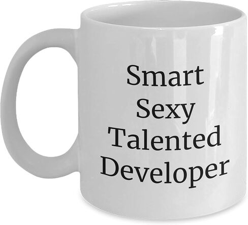 Smart Sexy Talented Developer White Coffee Mug, Christmas Unique Gift for Developer, Funny Quote, 11oz or 15oz Capacity, Microwave and Dishwasher Safe in Saudi Arabia