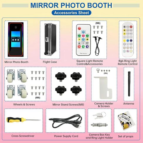 Magic Mirror Photo Booth with Touch Screen Movable Mirror Photobooth Machine with Flight Case for Events Parties Wedding Rental (Black 65-32in Mirror Photo Booth) in Saudi Arabia
