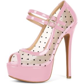 Women's High Heel Pumps Peep Toe Pumps for Women Platform Heels Stiletto Heel Mesh Heels 5.5 Inch Heel