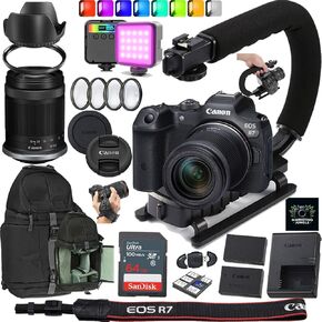 Canon EOS R7 Mirrorless Camera + Canon RF-S 18-150mm f/3.5-6.3 is STM Lens + U Grip + Sling Backpack + 64GB SanDisk Memory Card (Renewed)