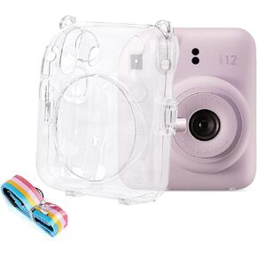 Mini12 Clear Case Bundle Set for Fujifilm Instax Mini 12 Instant Camera Accessories with Films Pocket Picture Holder, Sticker Decal, Adjustable Shoulder Strap