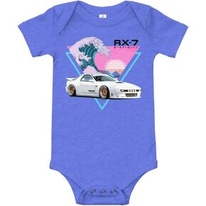 Vaporwave RX-7 JDM Car Racing Rx7 Baby Onesie Short Sleeve one Piece