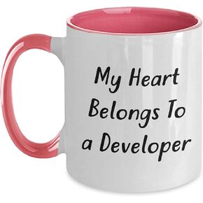 Funny Developer Christmas Unique Gifts Two Tone Coffee Mug - My Heart Belongs To A Developer Lover