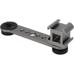 Triple Cold Shoe Extension Bracket Aluminum Alloy Microphone Mount for Photography Vlogs Interviews Live Streaming (Dark Gray)
